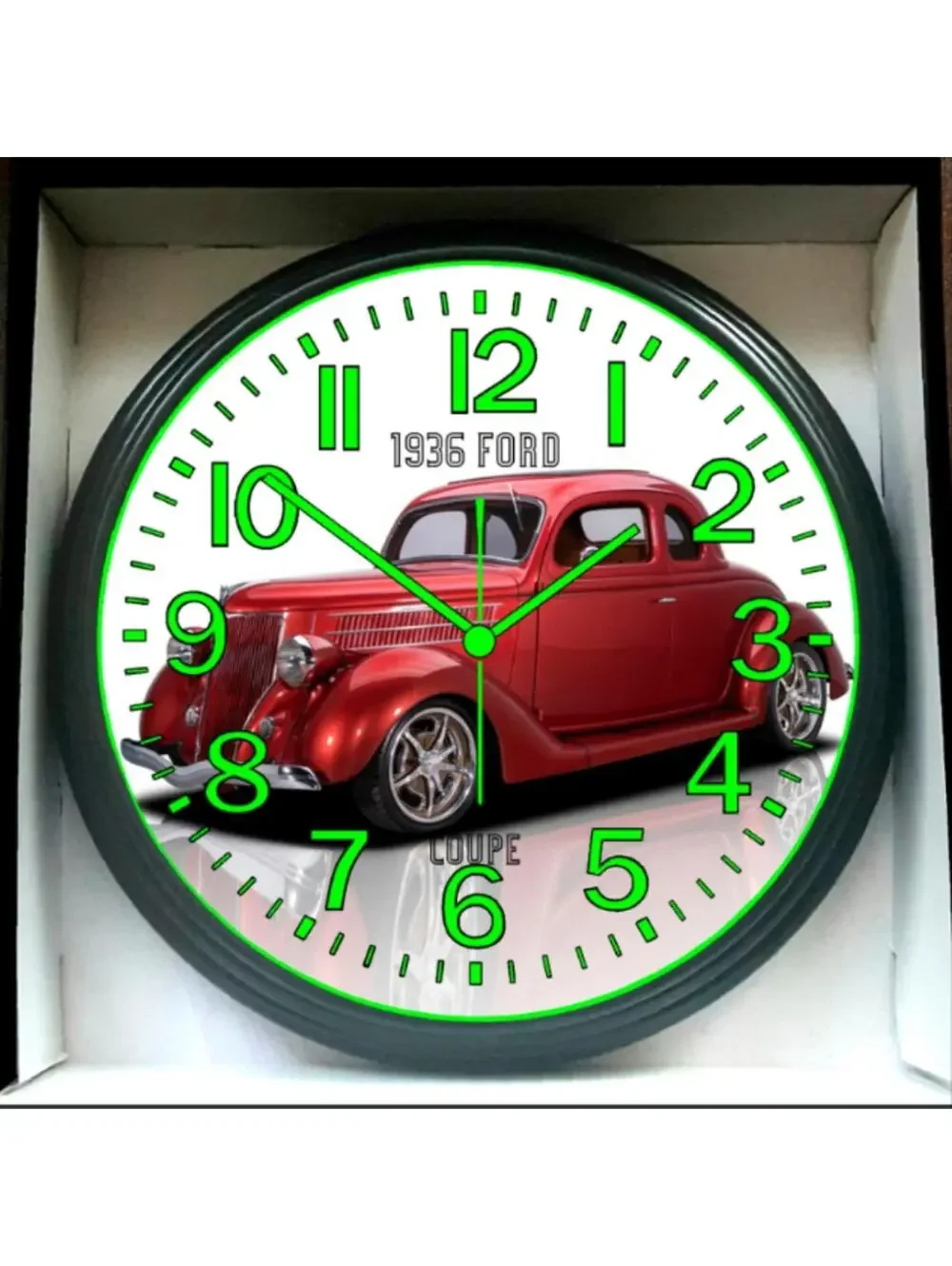1936 Ford Hot Rod Coupe Glow In The Dark Wall Clock New!